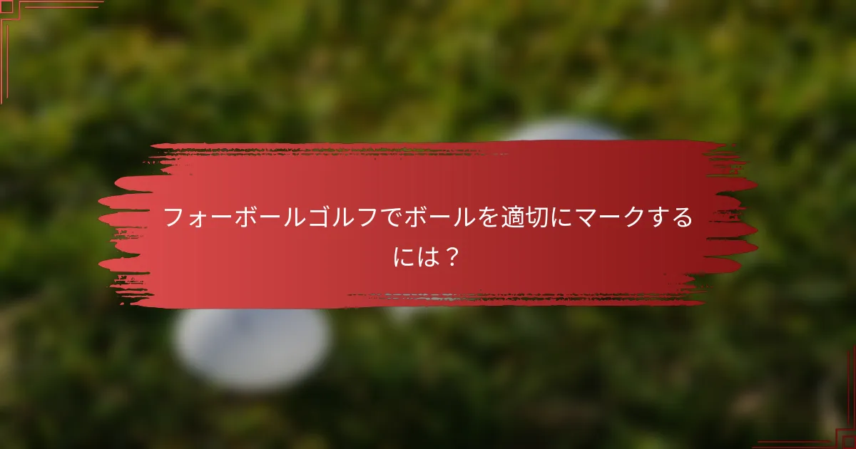 フォーボールゴルフでボールを適切にマークするには？