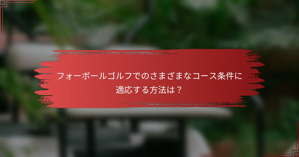 フォーボールゴルフでのさまざまなコース条件に適応する方法は？