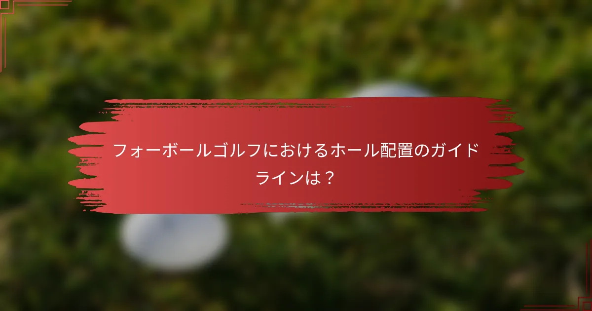 フォーボールゴルフにおけるホール配置のガイドラインは？