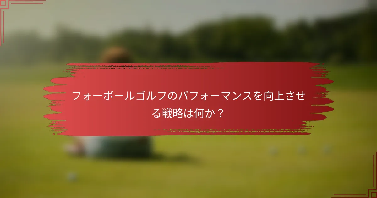 フォーボールゴルフのパフォーマンスを向上させる戦略は何か？
