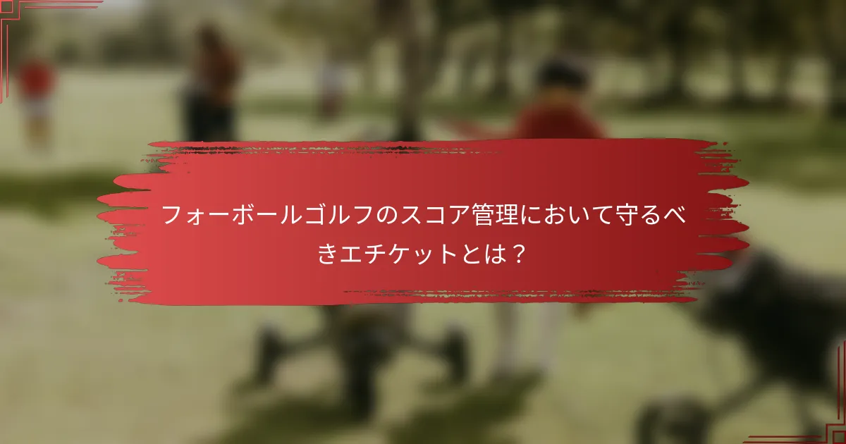 フォーボールゴルフのスコア管理において守るべきエチケットとは？