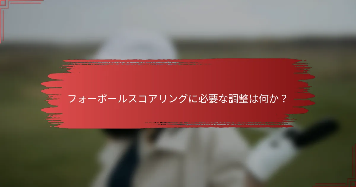 フォーボールスコアリングに必要な調整は何か？