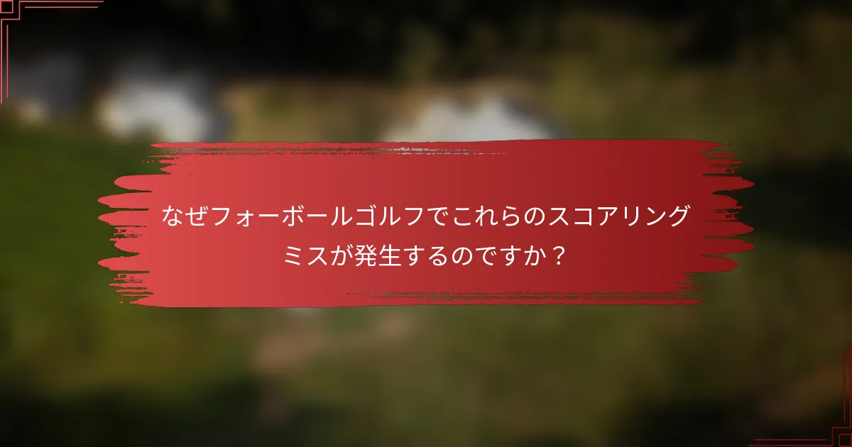 なぜフォーボールゴルフでこれらのスコアリングミスが発生するのですか？