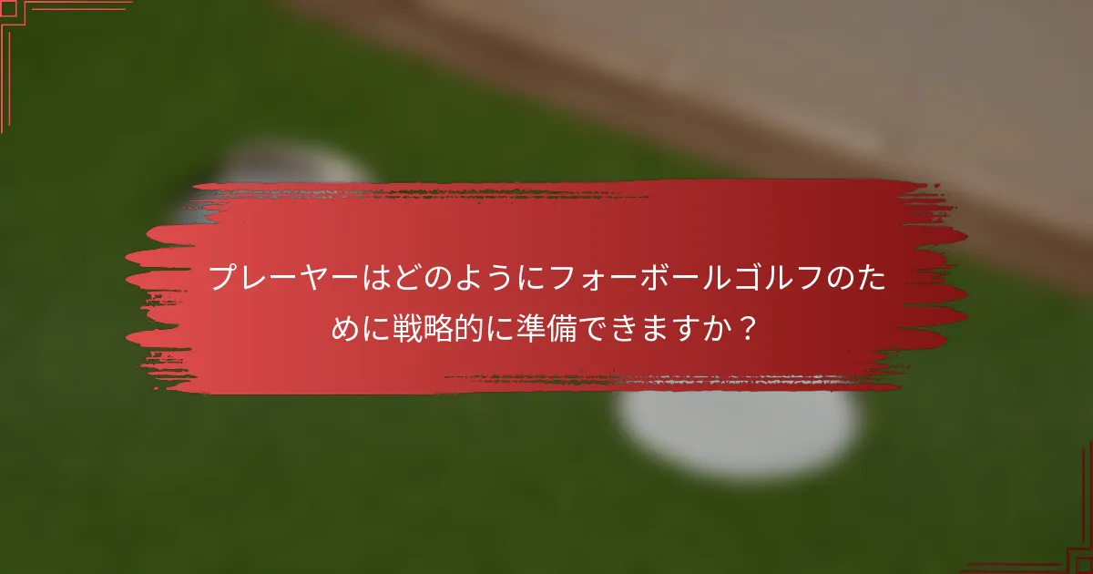 プレーヤーはどのようにフォーボールゴルフのために戦略的に準備できますか？